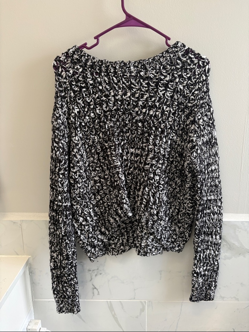Tobi Black & White Marled Crewneck Sweater